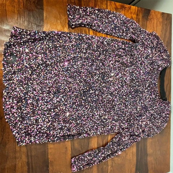 Parker Womens Sequin Dress Size 12 Multicolor Long Sleeve Party Short  Dresses